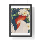 Rooster Pattern on Kimono Fabric, from the Original, Framed Art Print