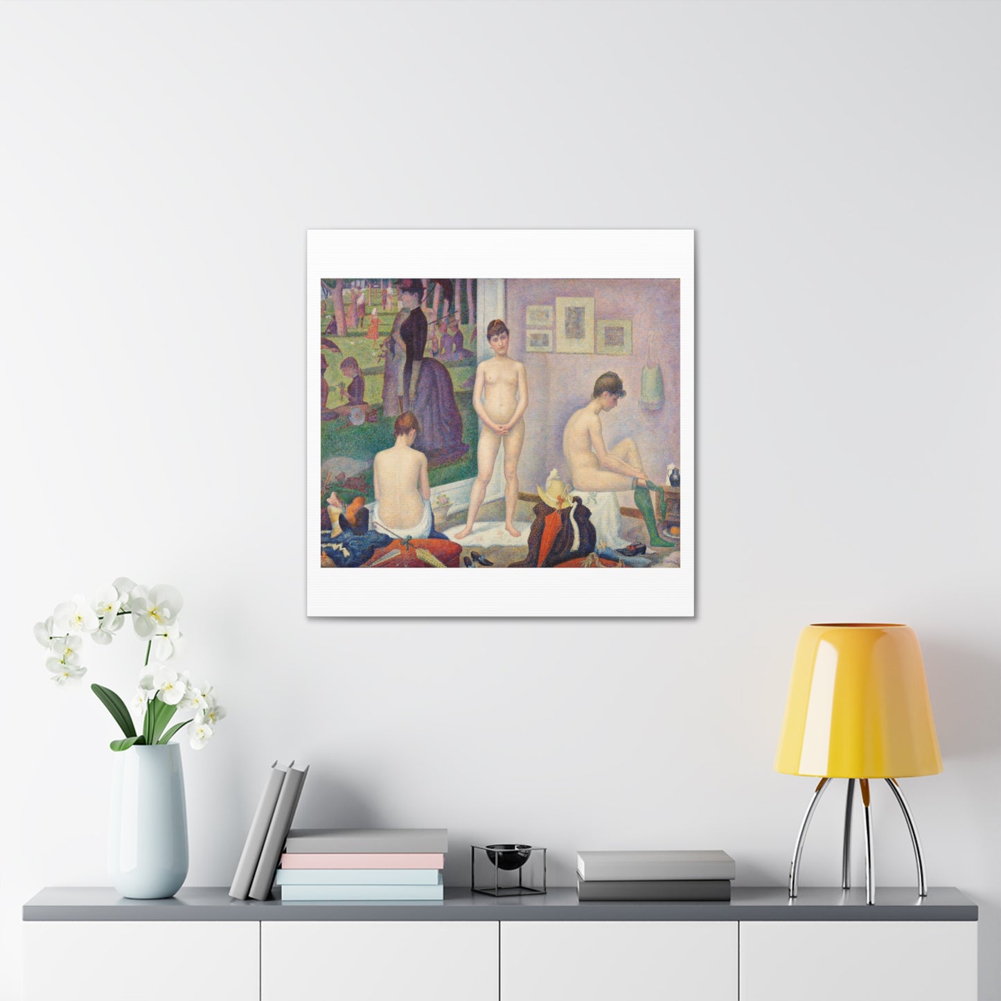 Models 'Poseuses' (1886–1888) by Georges Seurat, Art Print from the Original on Satin Canvas