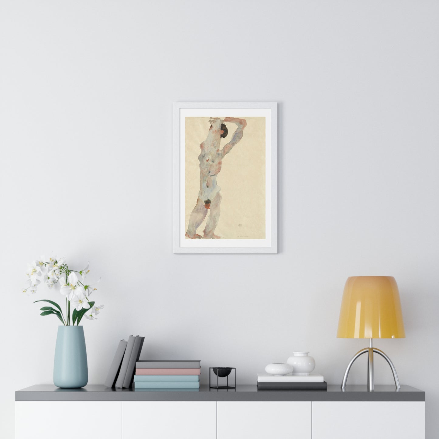 Männlicher Akt (1912) by Egon Schiele, from the Original, Framed Art Print