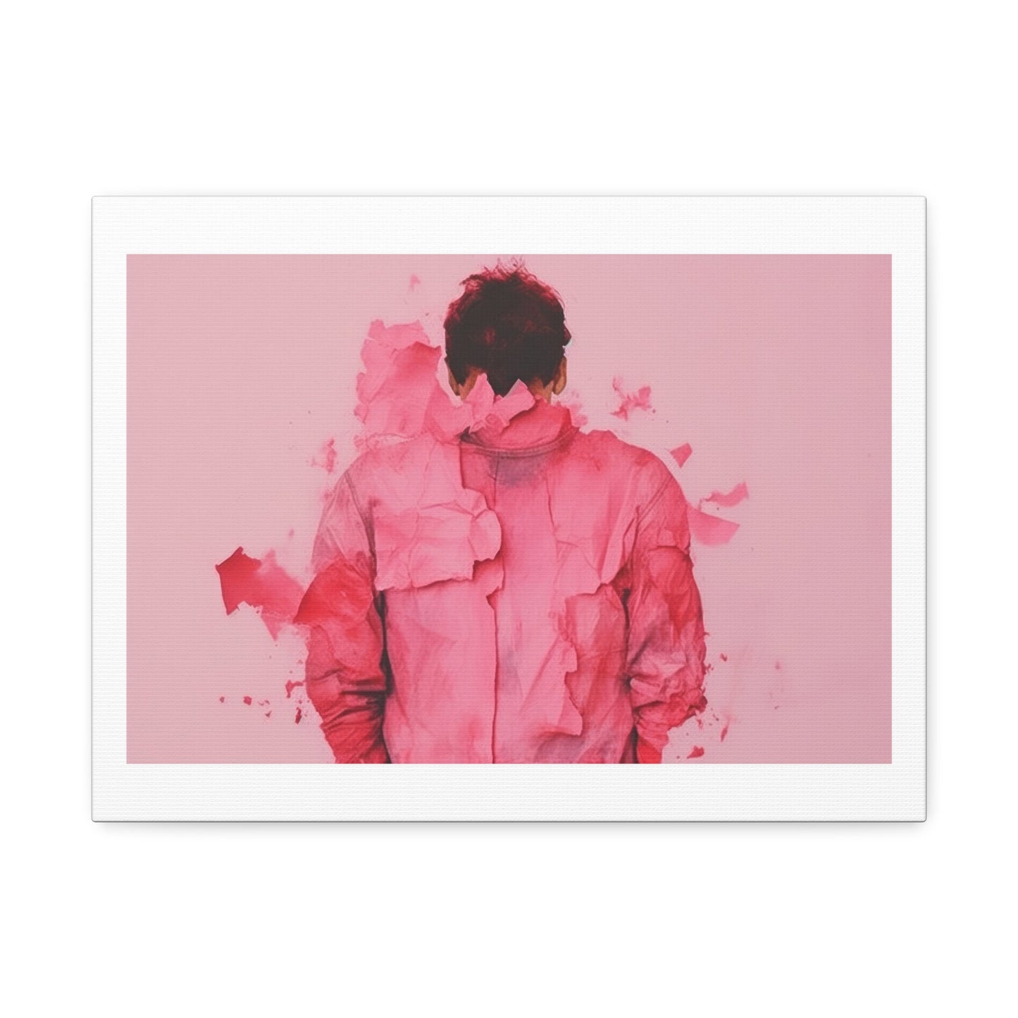 Altered Man Pink Break Up Abstract Painting 'Designed by AI' Art Print on Canvas