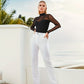 Black Slim-Fit Base Wear Voile Sheer Jumpsuit