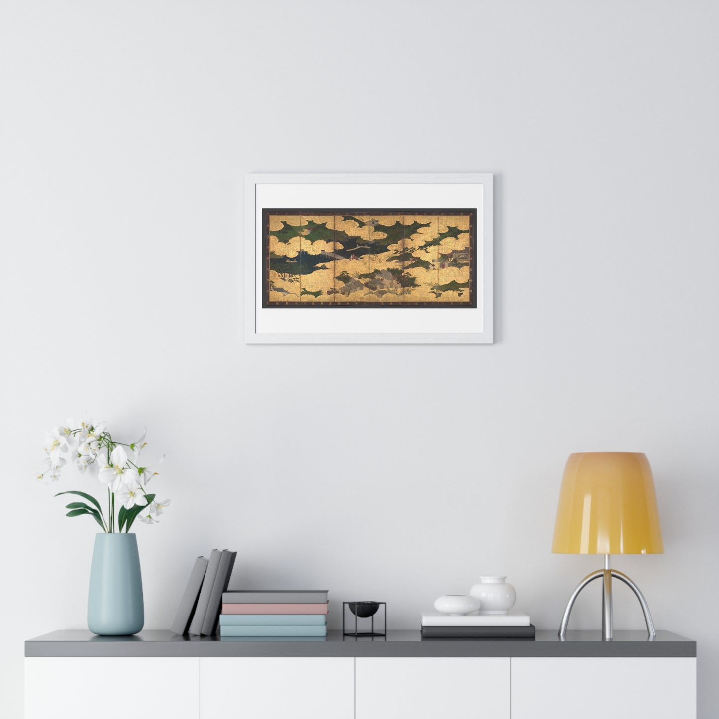 Japanese 13th Century Screen Painting, Kogō and the Imperial Procession to Ōhara, from The Tale of the Heike (Heike Monogatari) Framed Print
