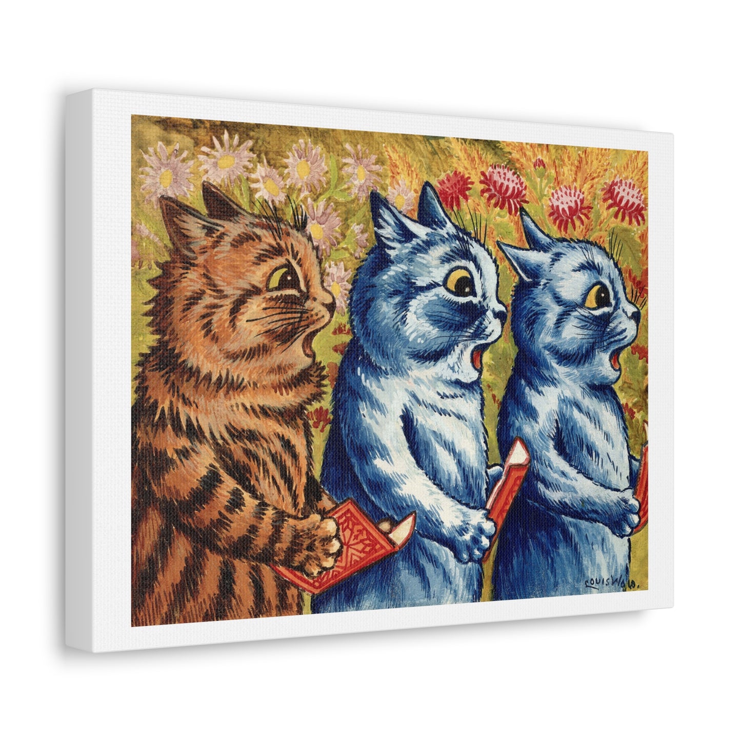 Three Cats Singing (1925-1939) by Louis Wain, from the Original, Art Print on Canvas