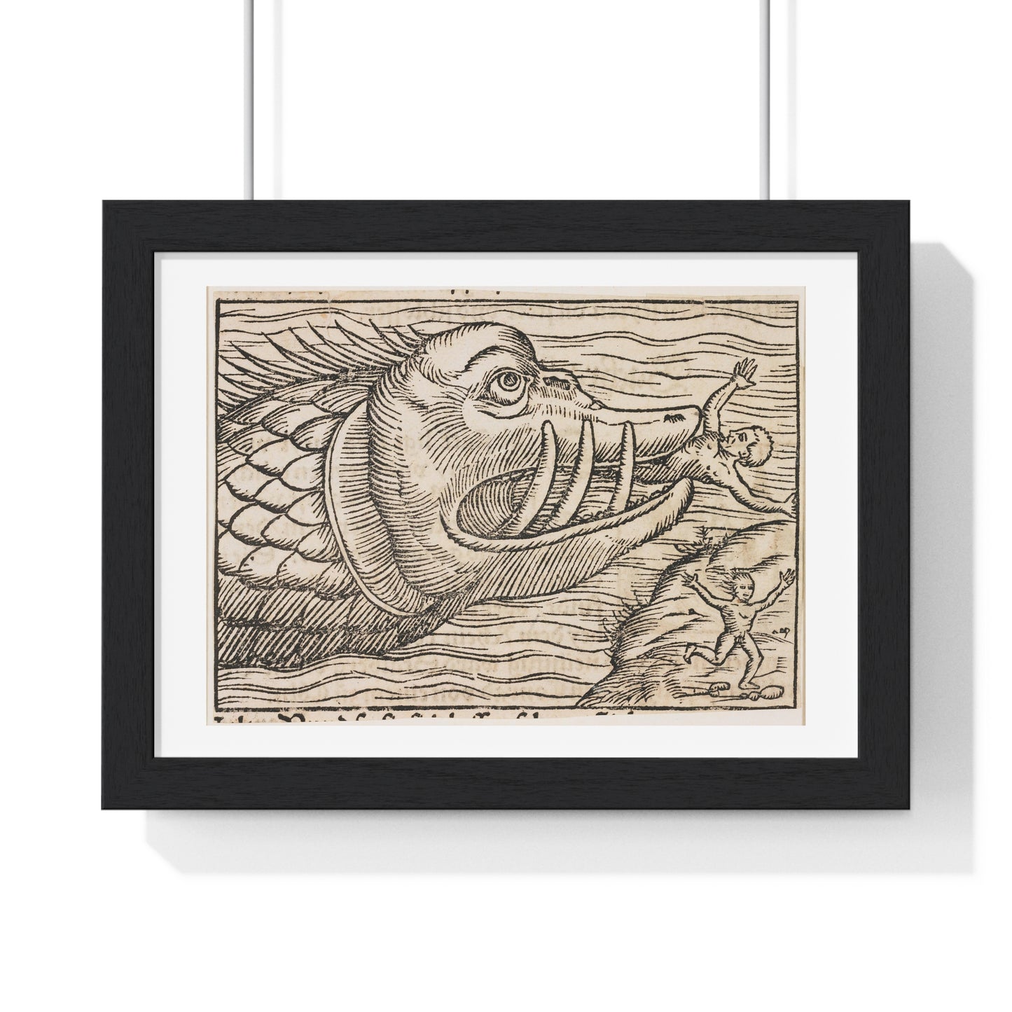 Jonah and the Whale 16th Century Print from the Original, Framed Art Print