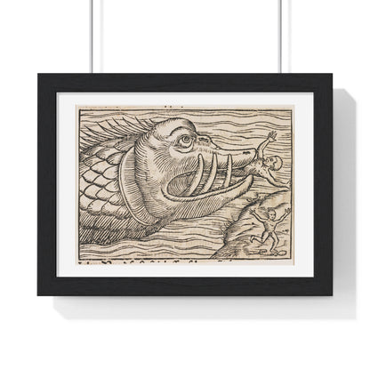 Jonah and the Whale 16th Century Print from the Original, Framed Art Print