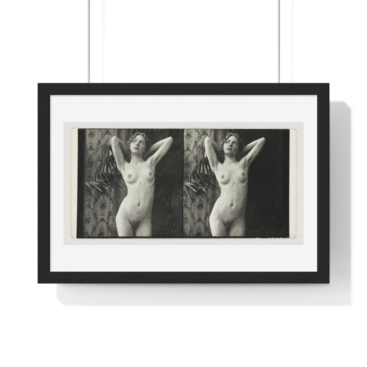 Portrait of a Naked Woman (1873–1910) Vintage Black & White Photography from the Original, Framed Art Print