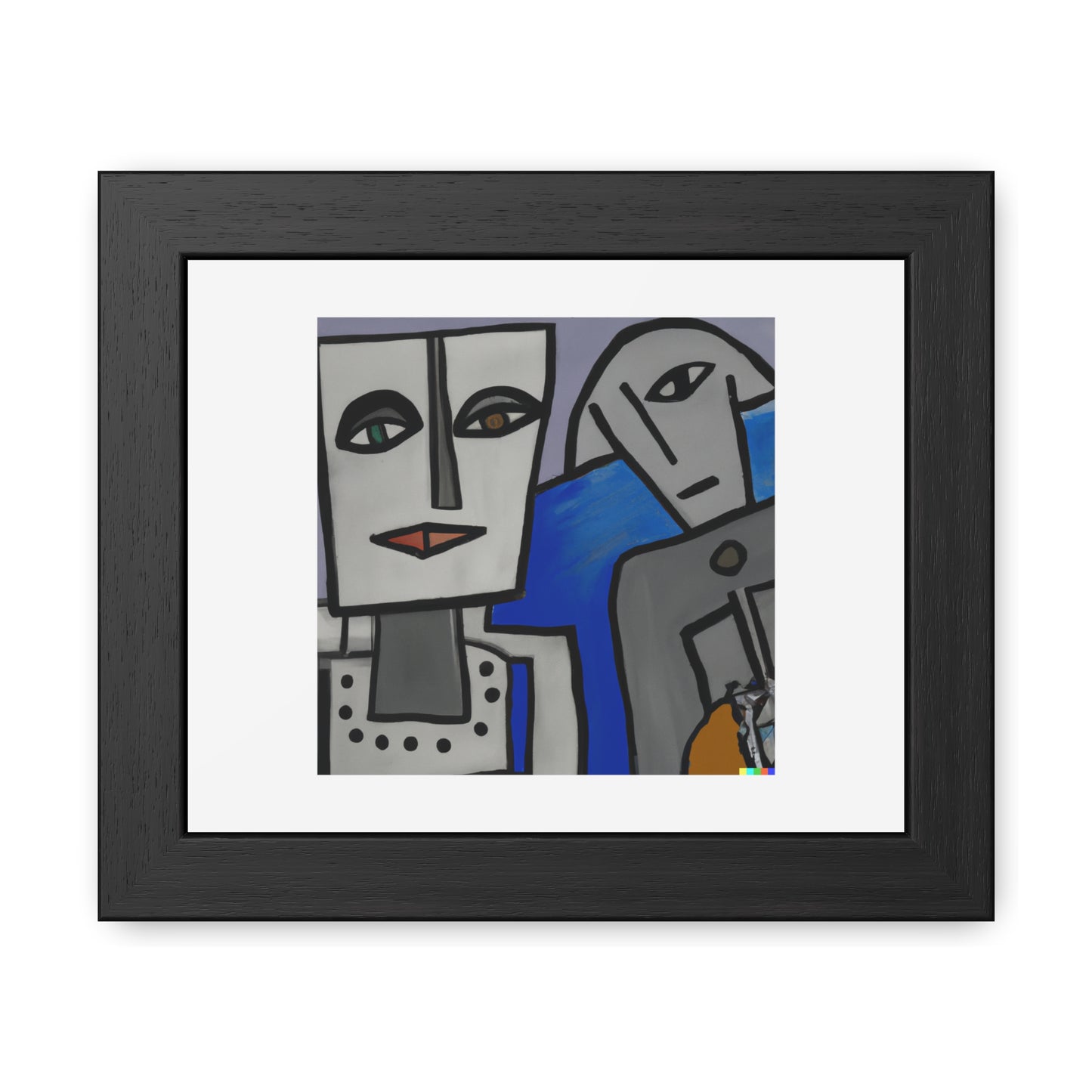 Robot And Human Digital Art 'Designed by AI' Wooden Framed Print