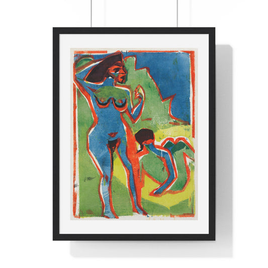 Bathing Women - Moritzburg (1910) by Ernst Ludwig Kirchner from the Original, Framed Art Print