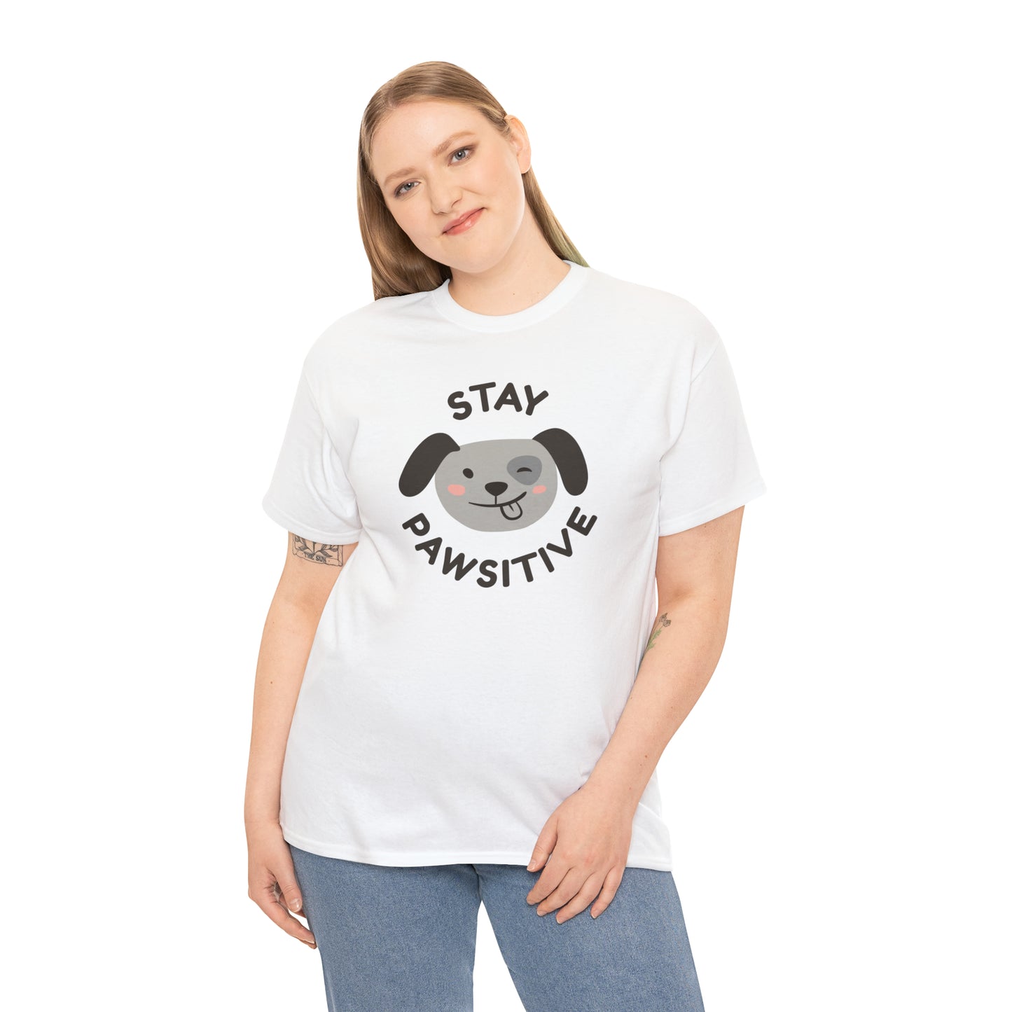 Stay Pawsitive Dog Lover's Cotton T-Shirt