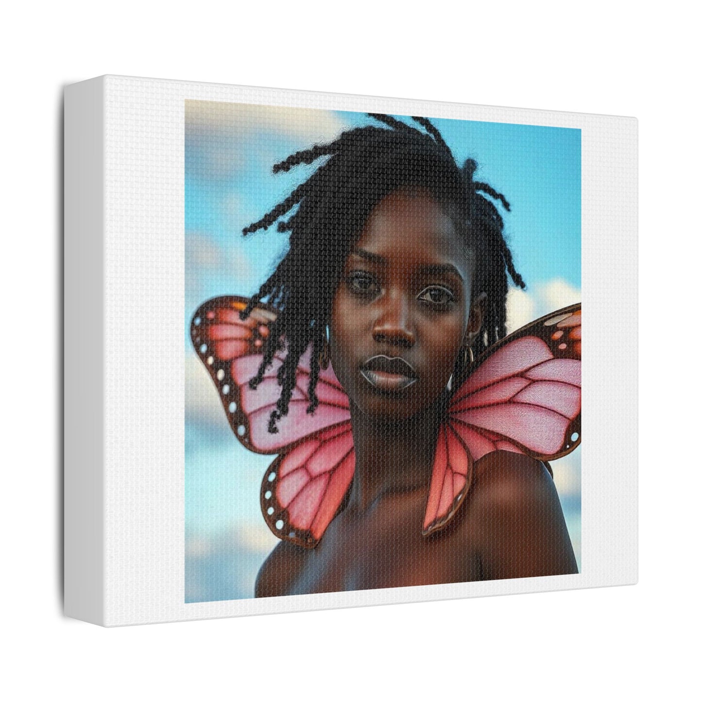 Black is Beautiful Fashion Portrait II, Art Print 'Designed by AI', on Satin Canvas