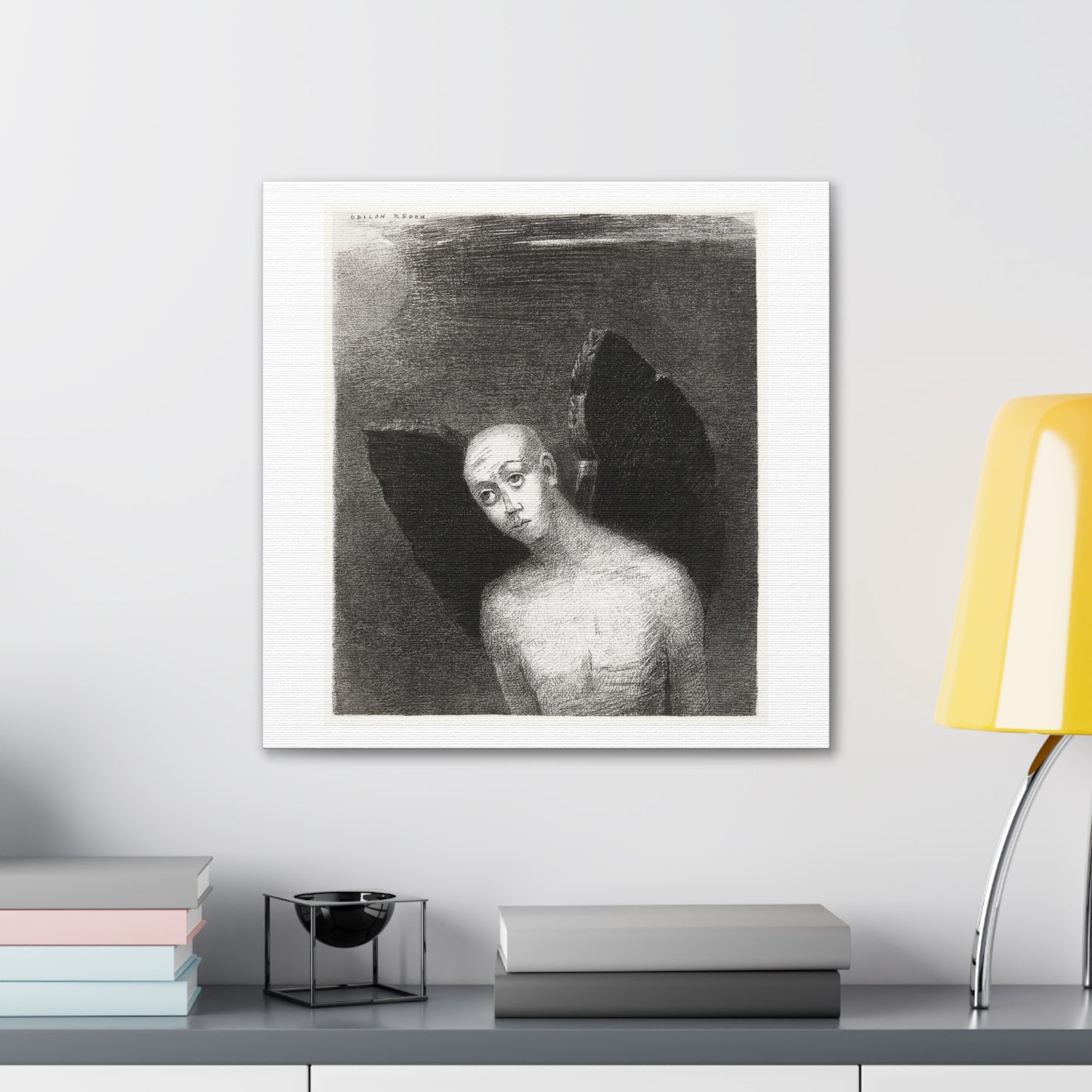 The Fallen Angel Spreads His Black Wings (1886) by Odilon Redon, Canvas Art Print from the Original