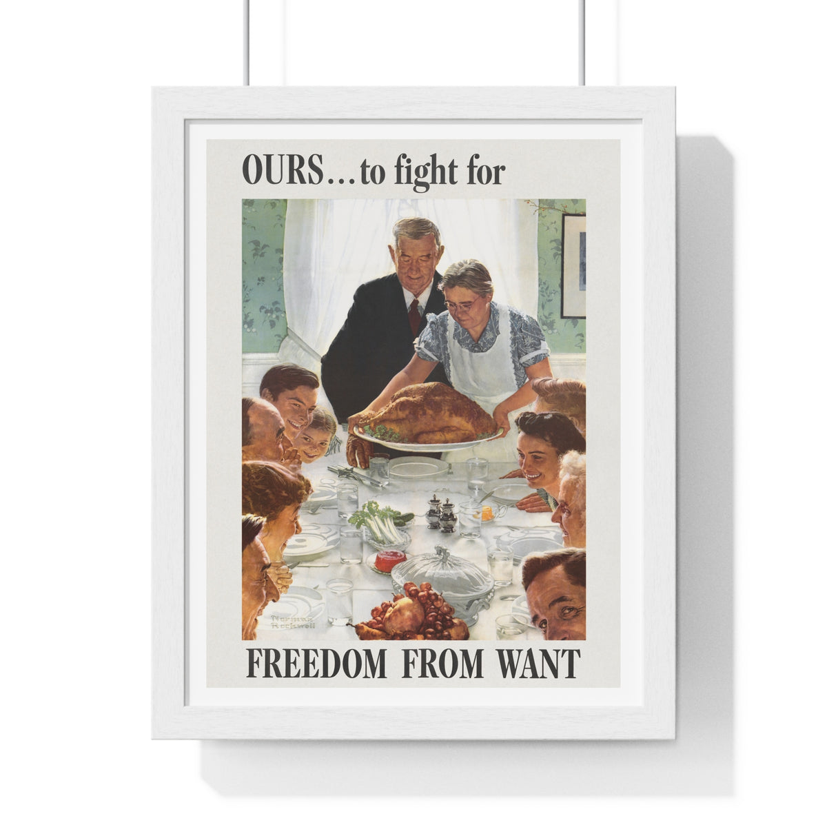 Ours to Fight For, Freedom From Want, Vintage Thanksgiving Illustration by Norman Rockwell, Framed Print