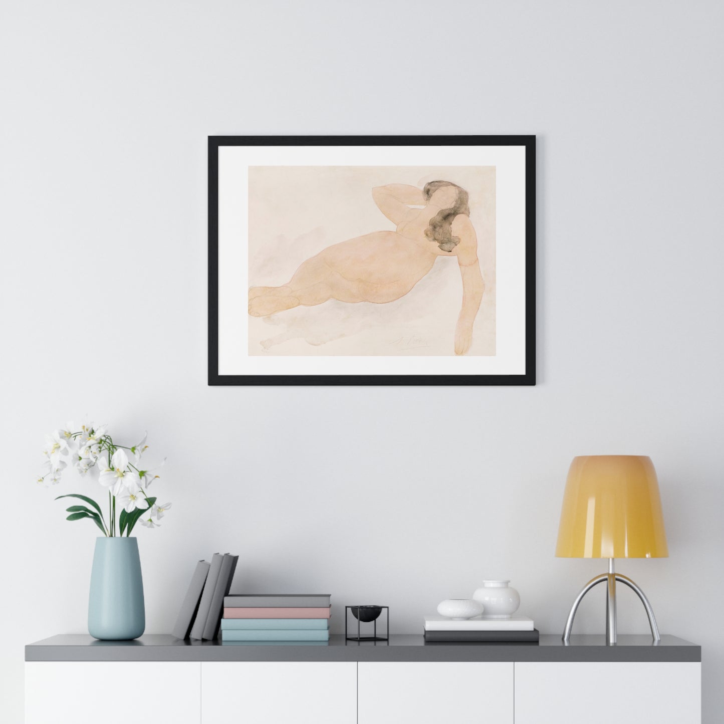 Study of a Nude (Lying on Side) by Auguste Rodin, from the Original, Framed Print