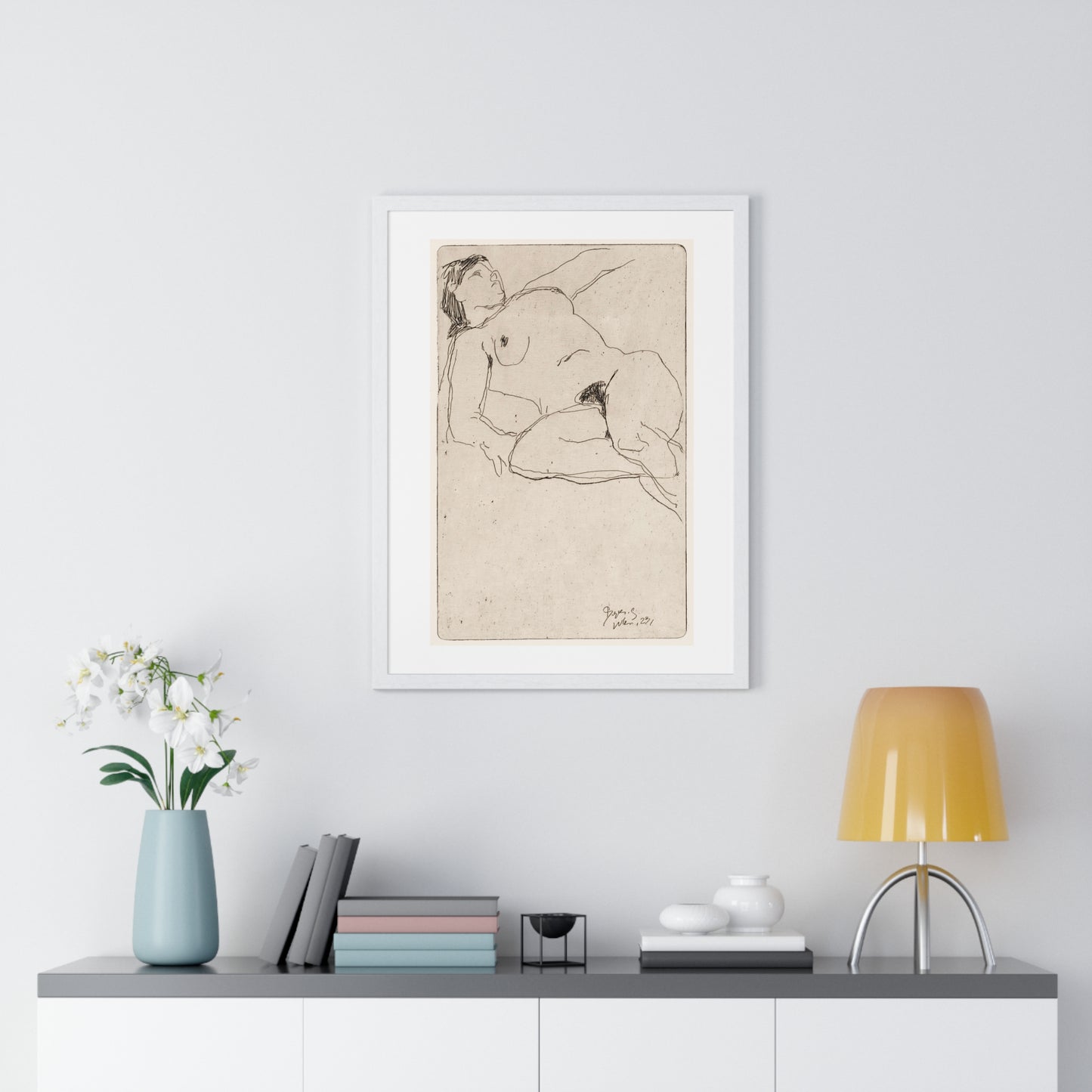 Vintage Nude Illustration 'Liggende Naakte Vrouw' (1923) by Reijer Stolk, from the Original, Framed Print