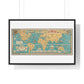 Mercator Map of the World United: A Pictorial History of Transport and Communications and Paths to Permanent Peace (1944), from the Original, Framed Art Print