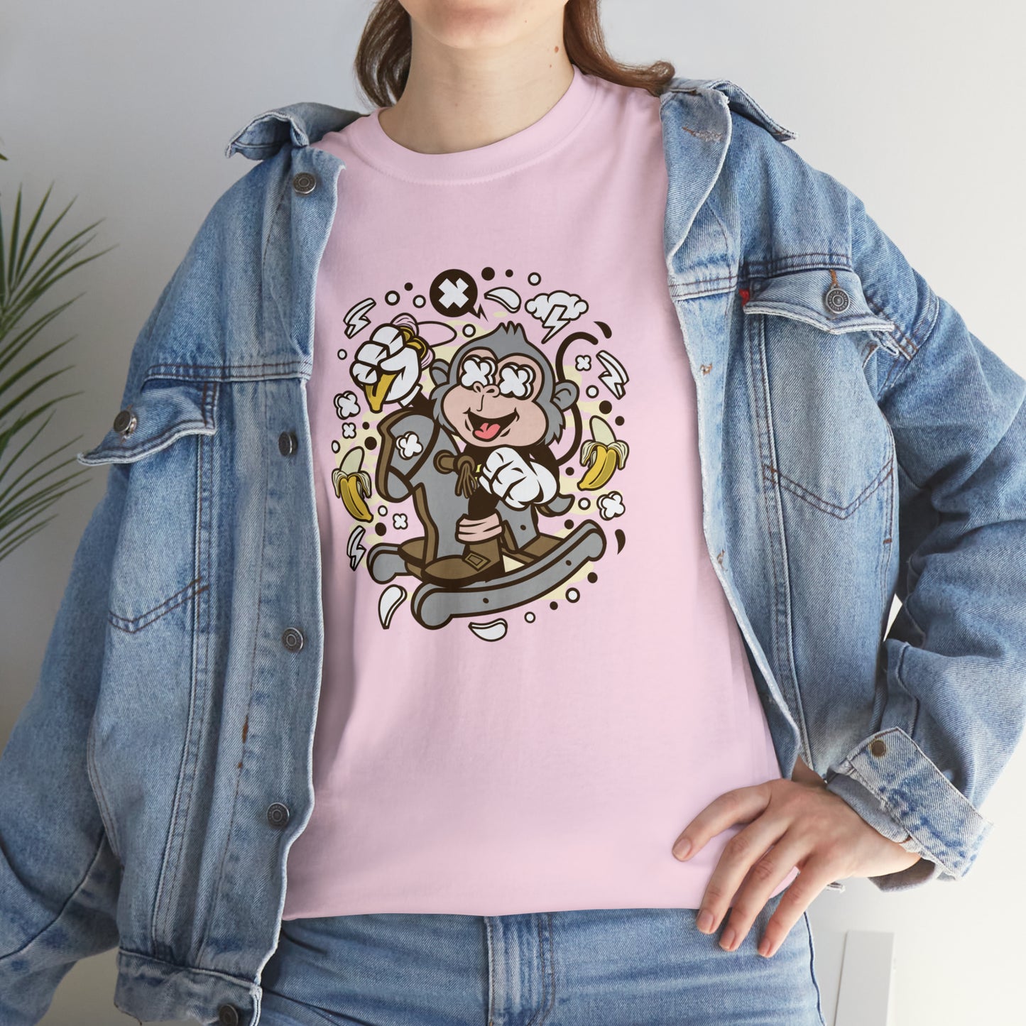 Monkey Rocking Horse Cartoon T-Shirt