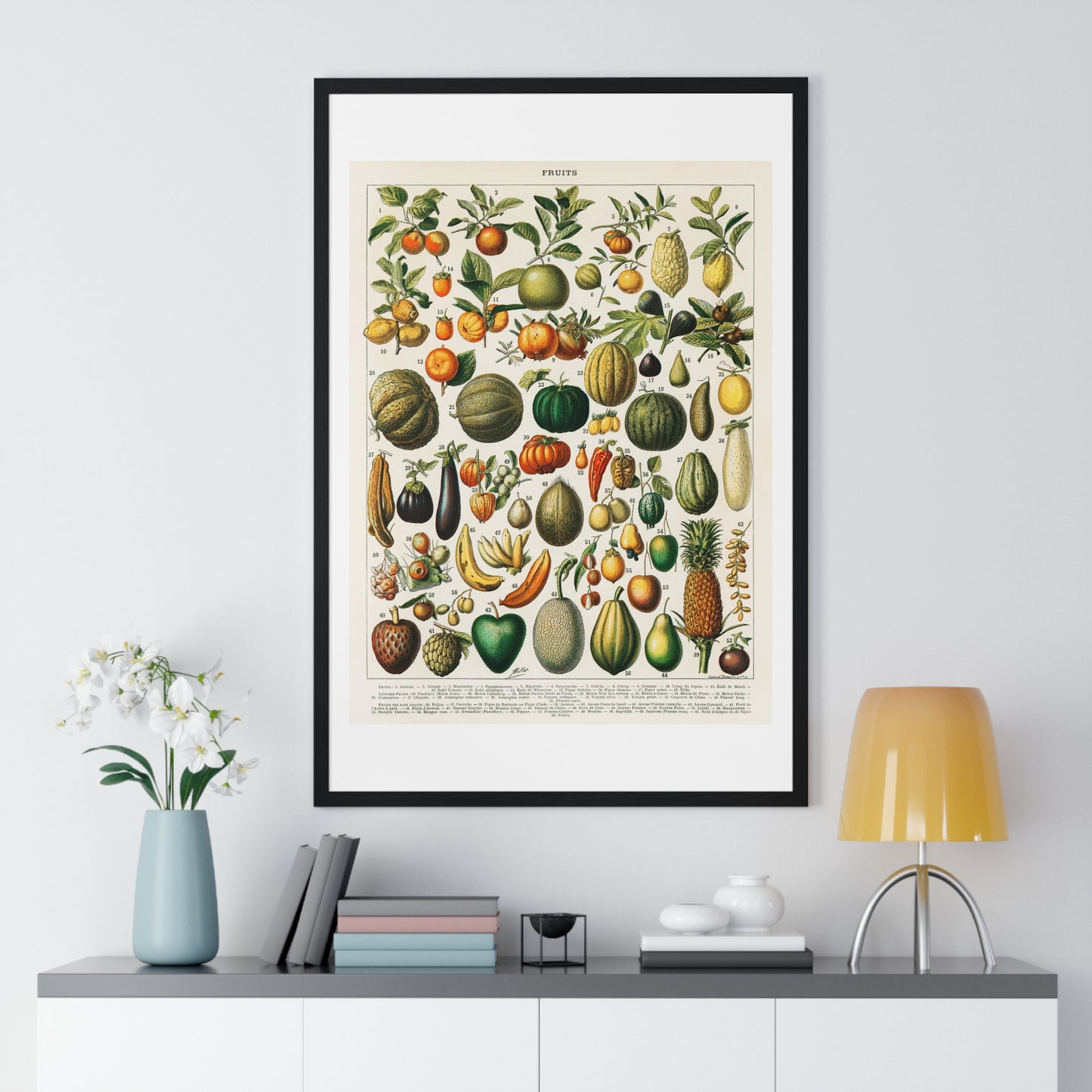 Vintage Illustration of Fruits and Vegetables from 'Nouveau Larousse Illustre' (1898), by Larousse, Pierre, Augé and Claude, from the Original, Framed Print