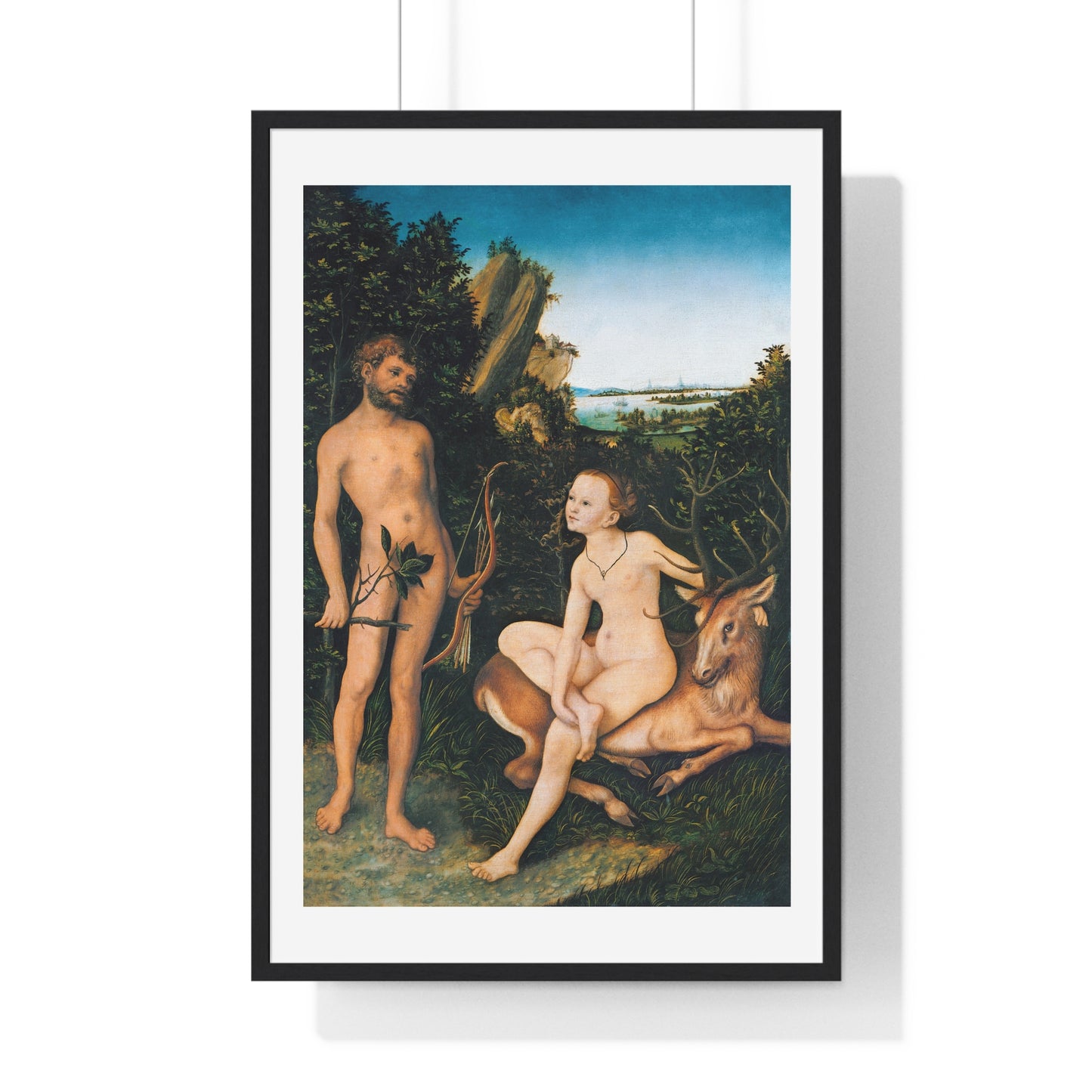 Apollo and Diana (1530) by Lucas Cranach, from the Original, Framed Art Print