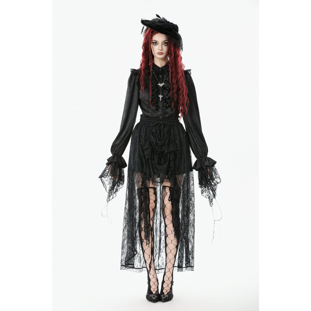 Dark in Love Sabina High-Low Sheer Lace Skirt in Black