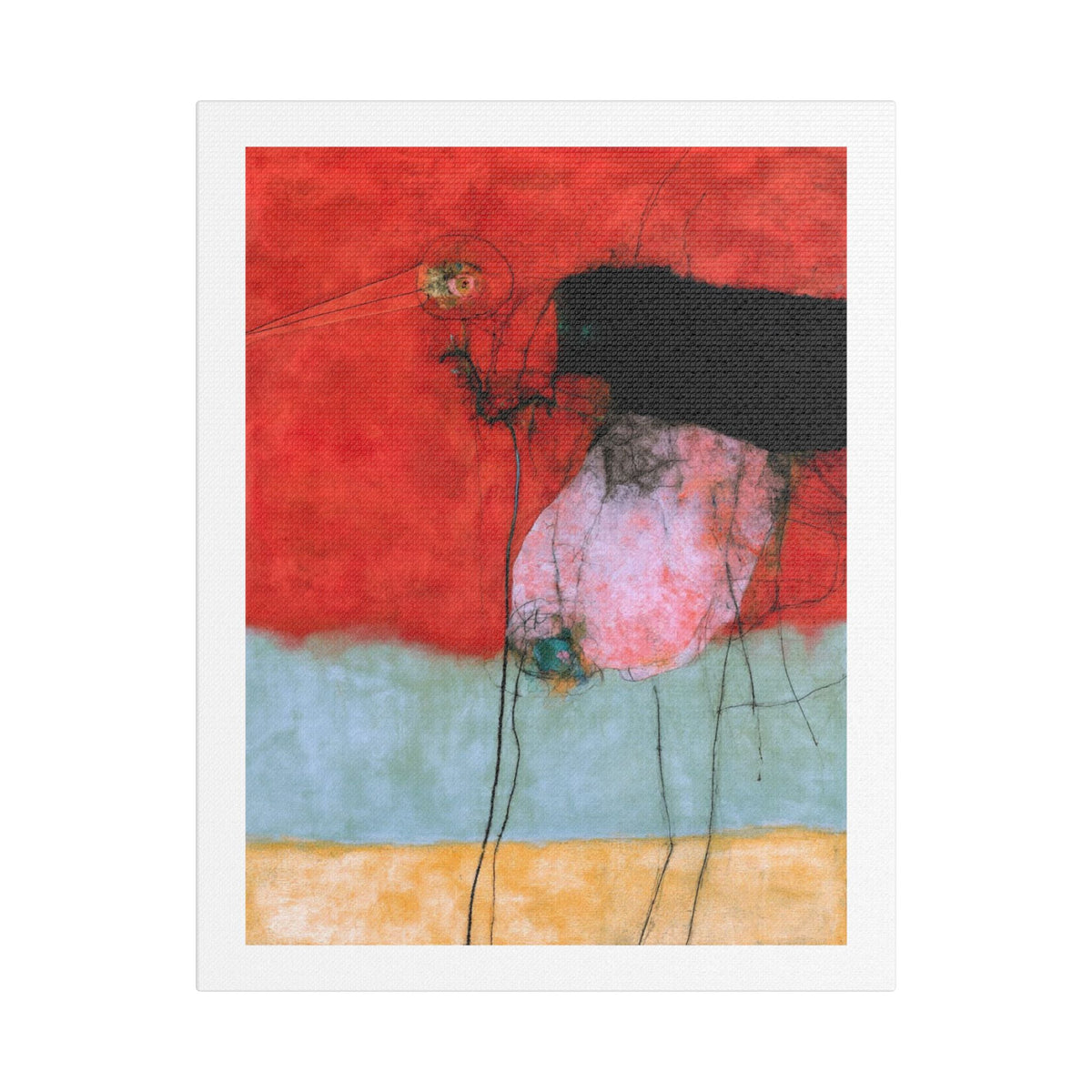 Bird, Neo-Surrealism, Art Print on Satin Canvas, Stretched