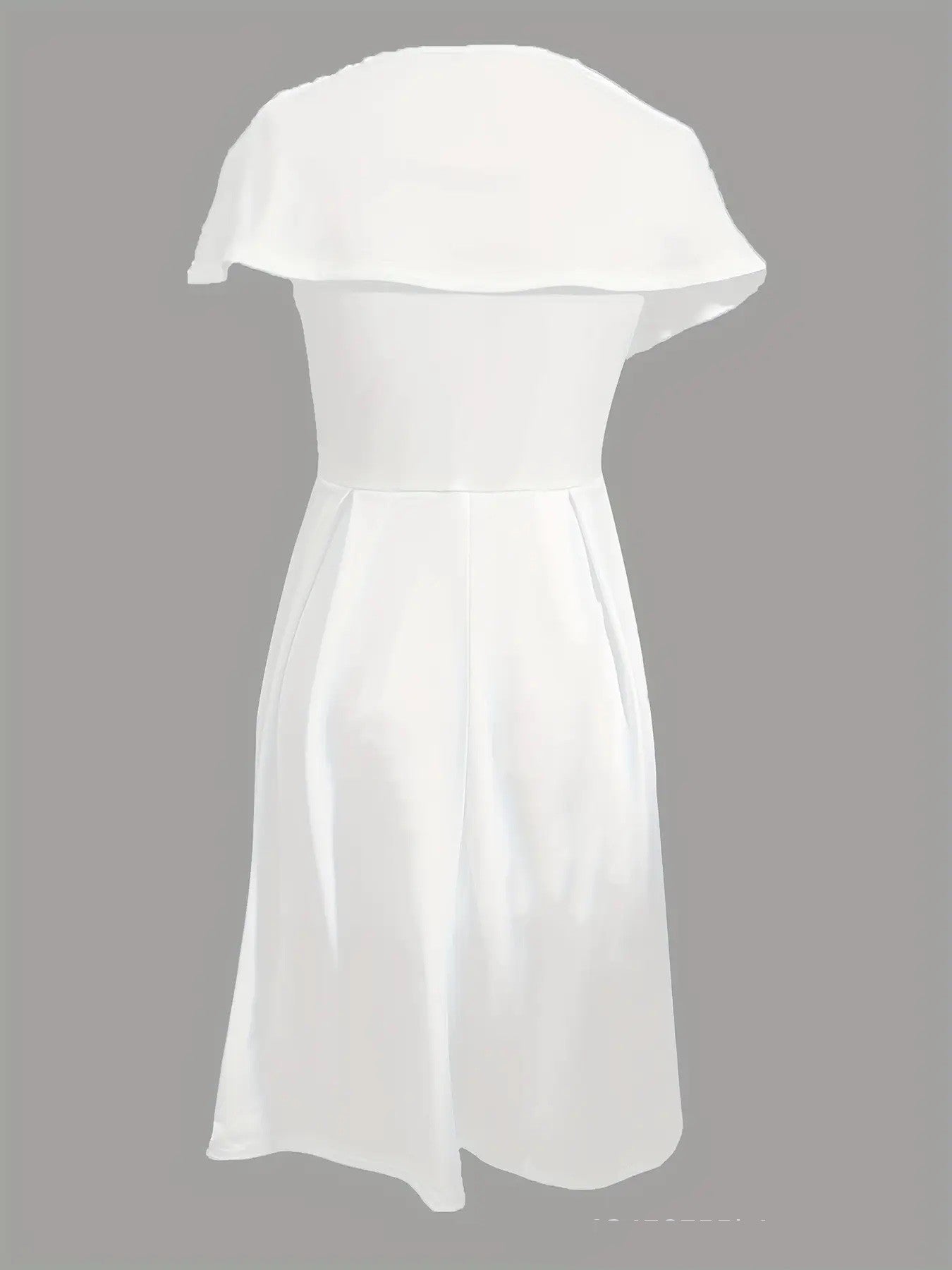 Vireous Banquet White Elegant Dress, Asymmetric Form