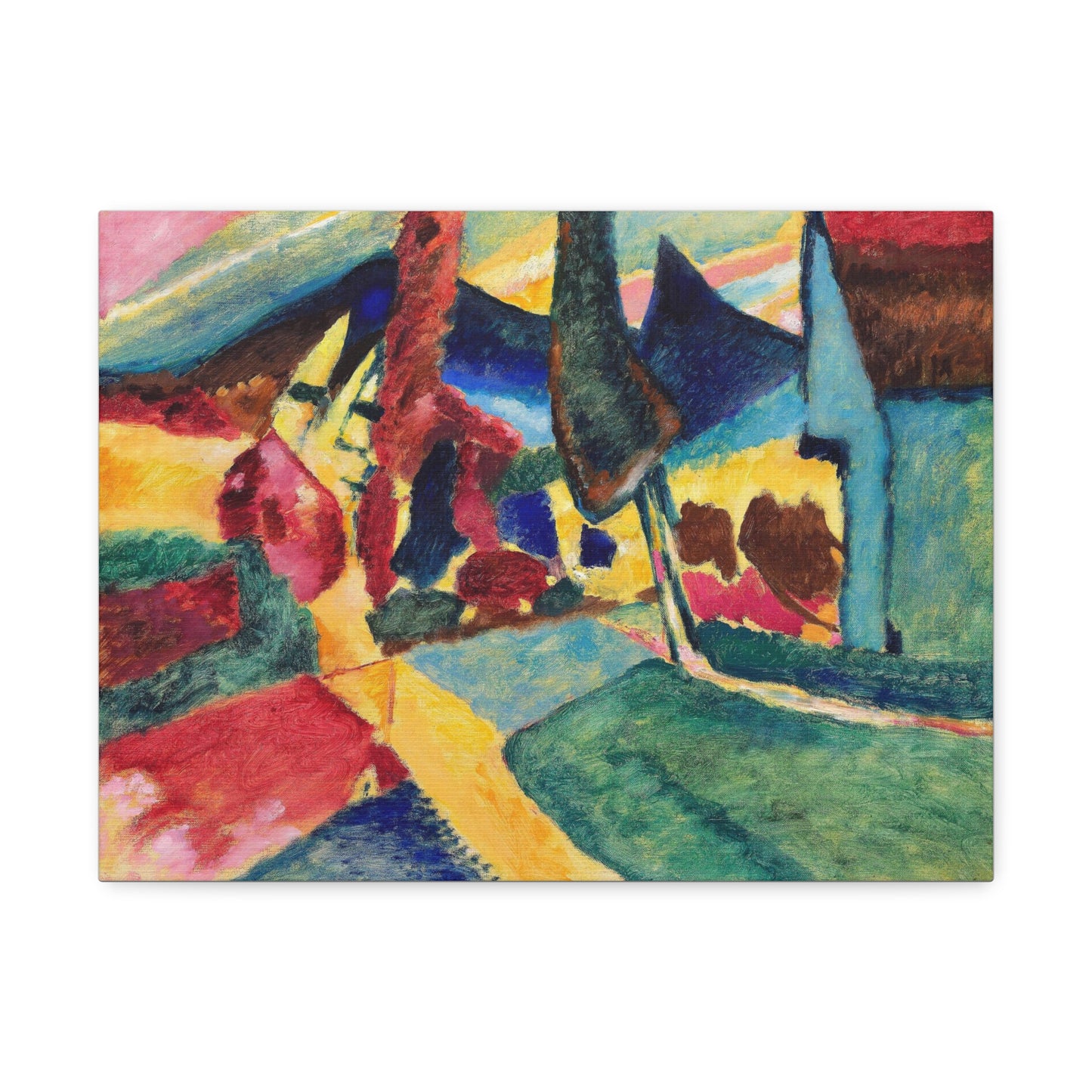 Landscape with Two Poplars (1912) by Wassily Kandinsky from the Original, Art Print on Satin Canvas