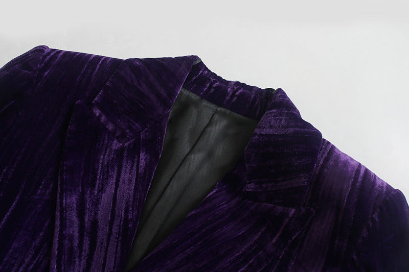 Vireous Women's Purple Velvet Warm Coat