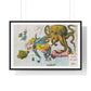 Cartoon Map of Europe (1878) from Il Papagallo no 15 'La Piovra Russa' by Augusto Grossi, from the Original, Framed Art Print