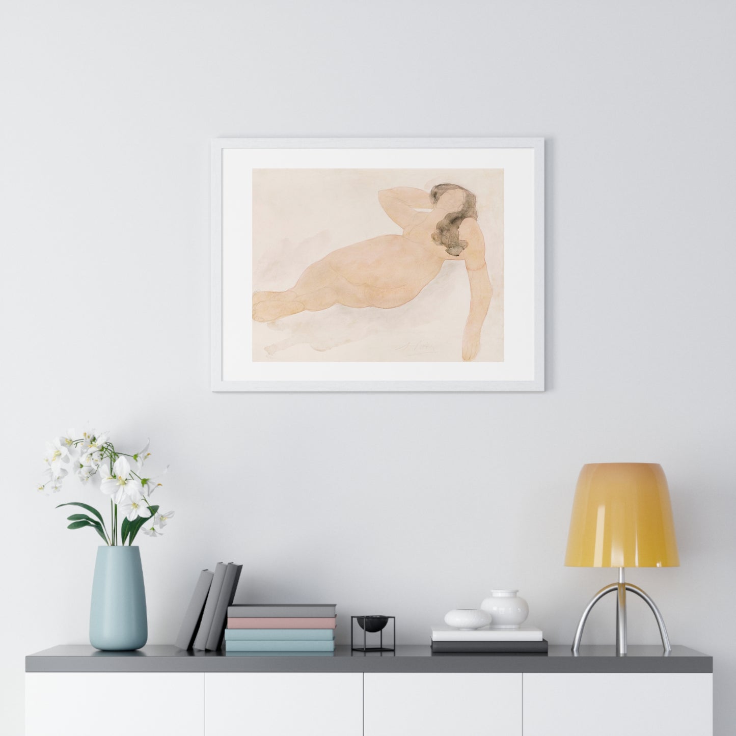 Study of a Nude (Lying on Side) by Auguste Rodin, from the Original, Framed Print