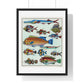 L’Histoire Générale des Voyages (1747-1780) by Unknown, a Collage of Colourful Rare Exotic Fish, from the Original, Framed Print