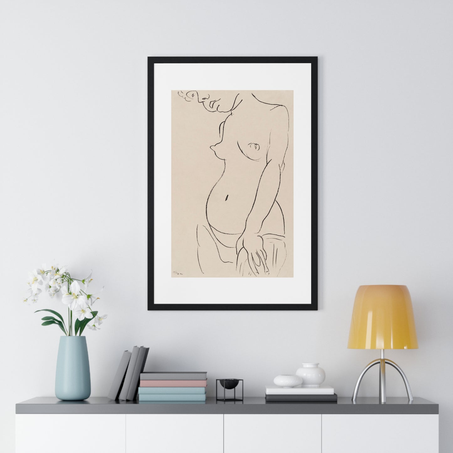 Nude Three Quarters, Part of Head Cropped (1913) by Henri Matisse from the Original, Framed Art Print