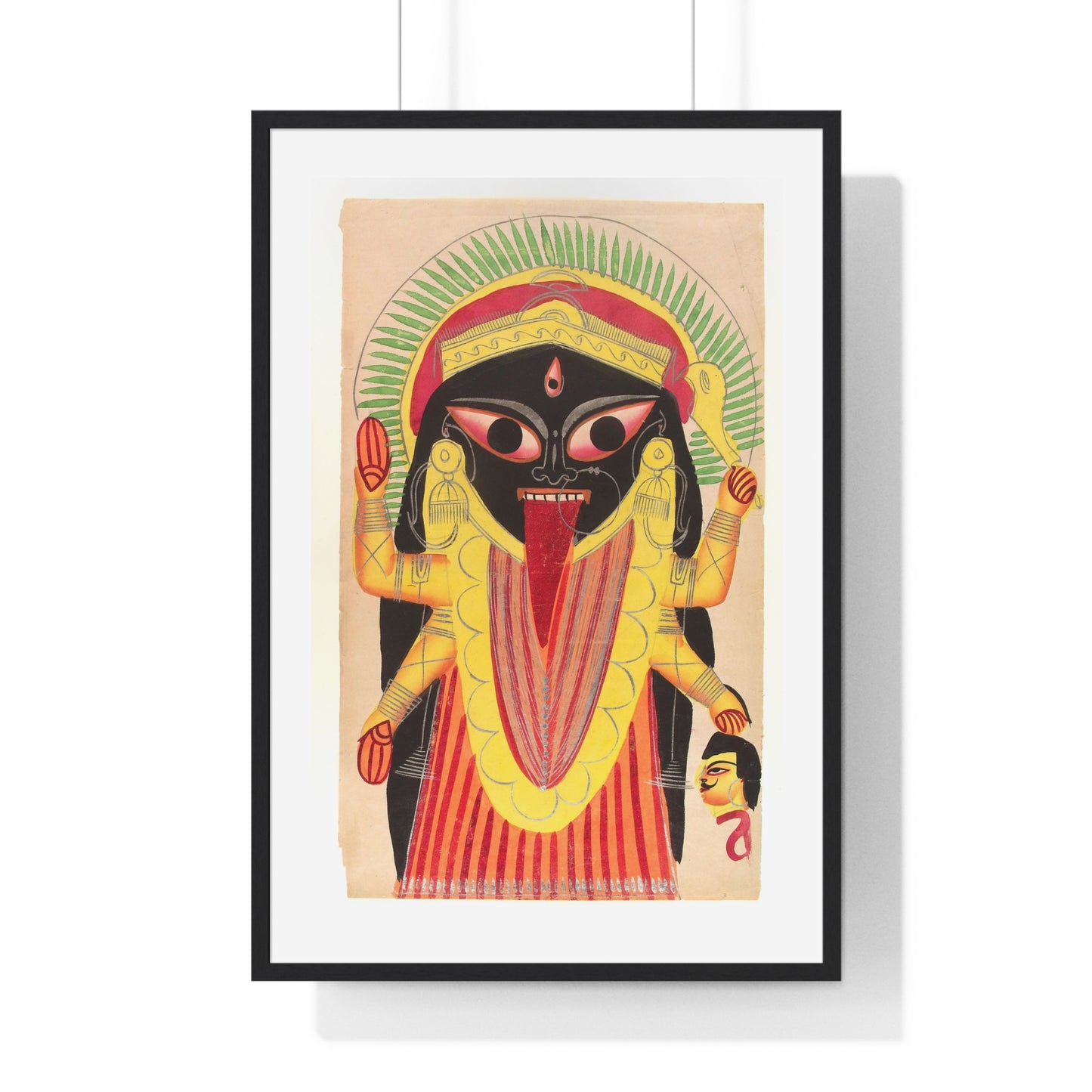 Kali Holding a Demon's Head, Indian Watercolour, from the Original, Framed Art Print