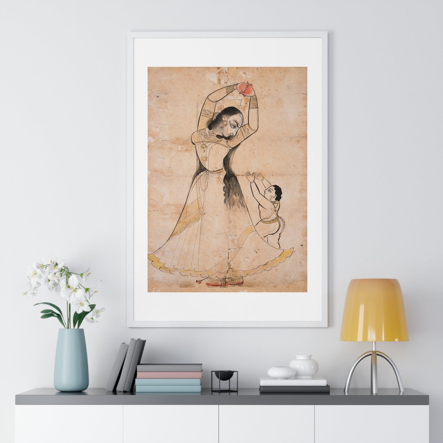 Mother and Child (1900) Ink and Opaque Watercolour by Bagta from the Original, Framed Art Print