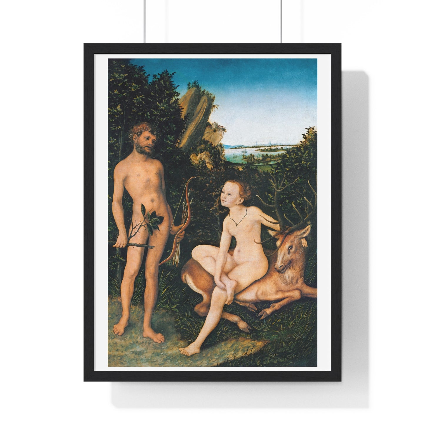 Apollo and Diana (1530) by Lucas Cranach, from the Original, Framed Art Print