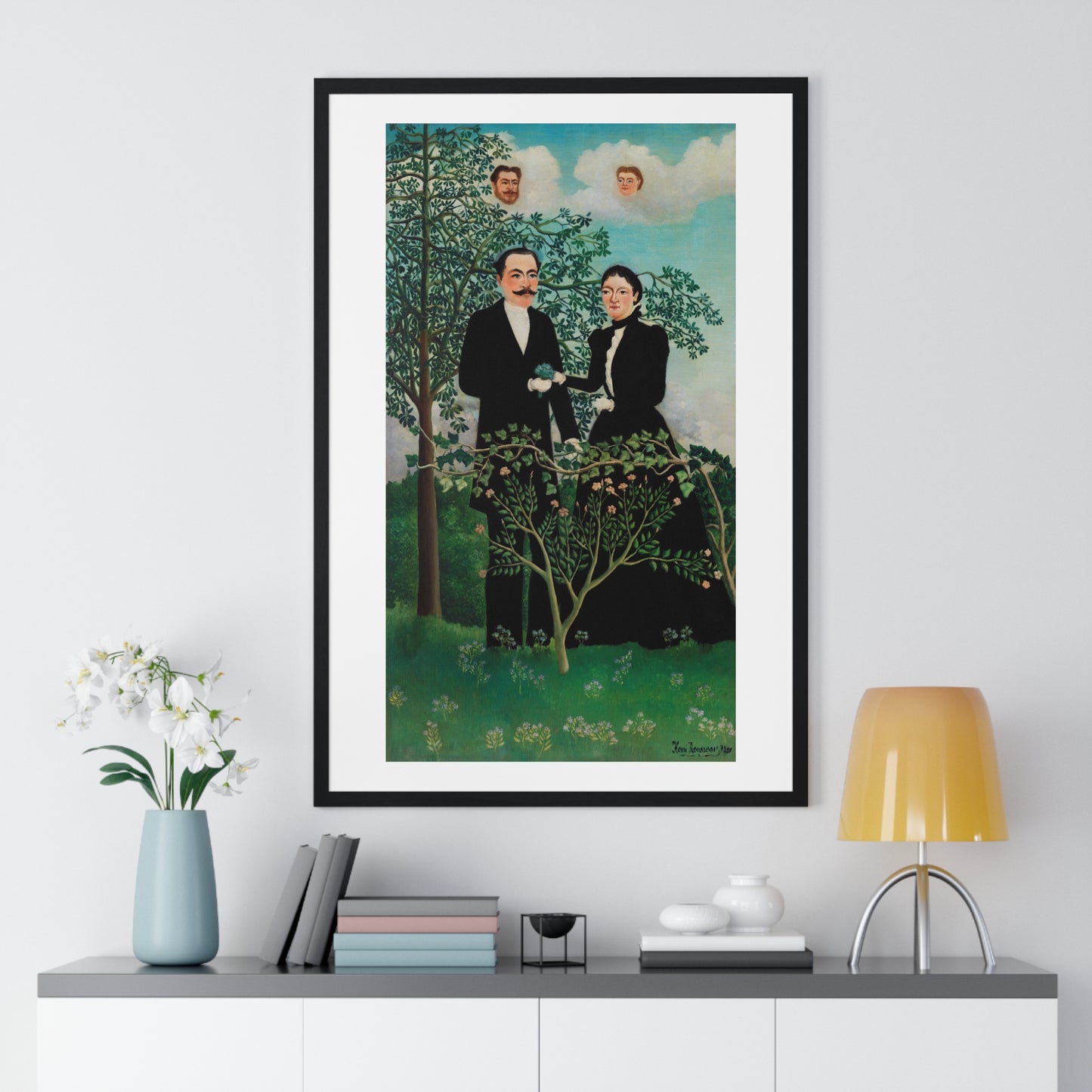 The Past and the Present, or Philosophical Thought 'Le Passé et le Présent, ou Pensée Philosophique' (1899) by Henri Rousseau, Framed Art Print