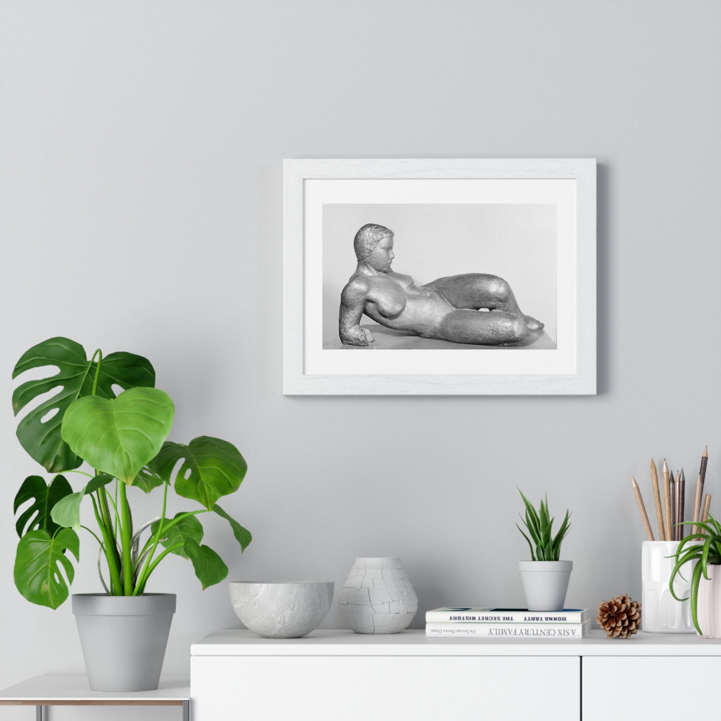 Model Study, Lying Nude Woman Without Arms, from the Original, Framed Art Print