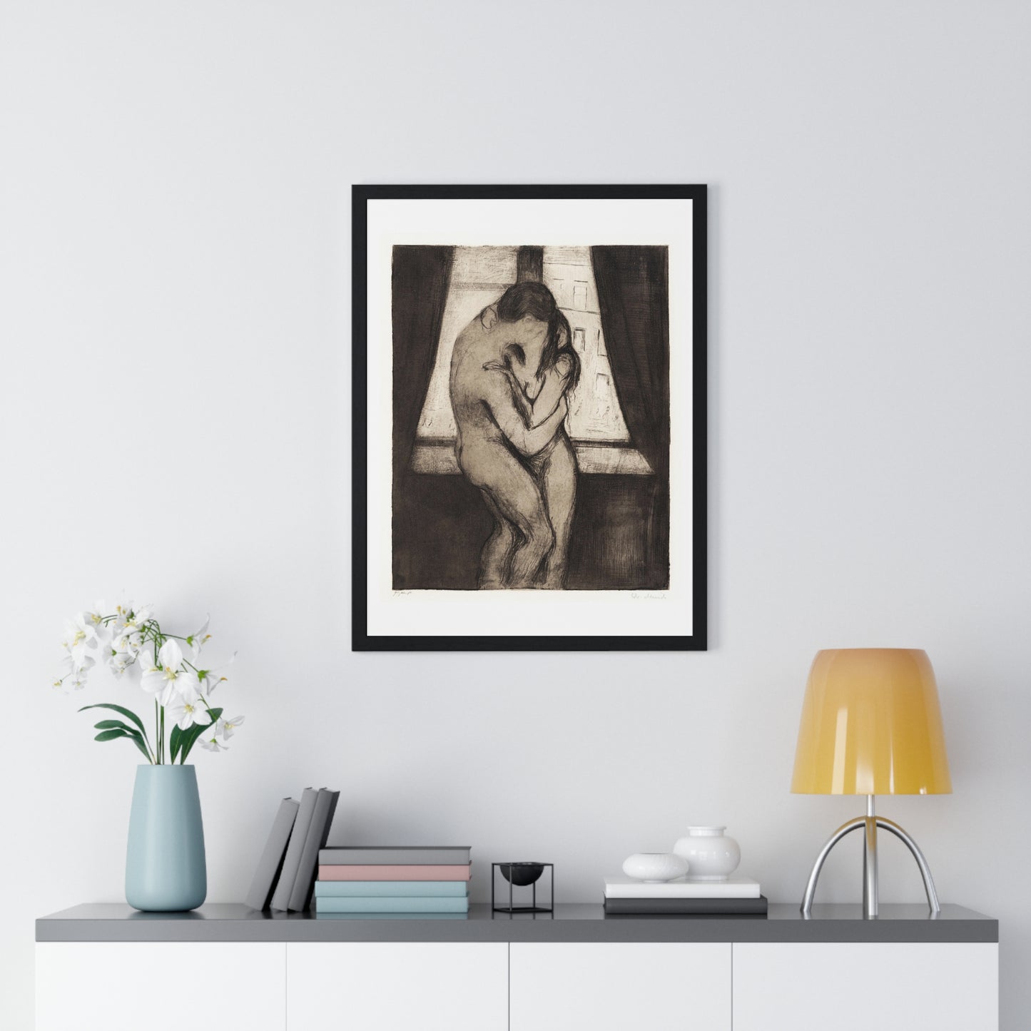 The Kiss (1895) by Edvard Munch, from the Original, Framed Art Print