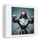 Ninja Nun With Nunchucks Art Print 'Designed by AI' on Satin Canvas