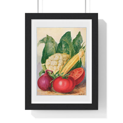 Vegetable Watercolour Illustration, from 'The Open Door to Independence' (1915) by Thomas E Hill, Framed Art Print