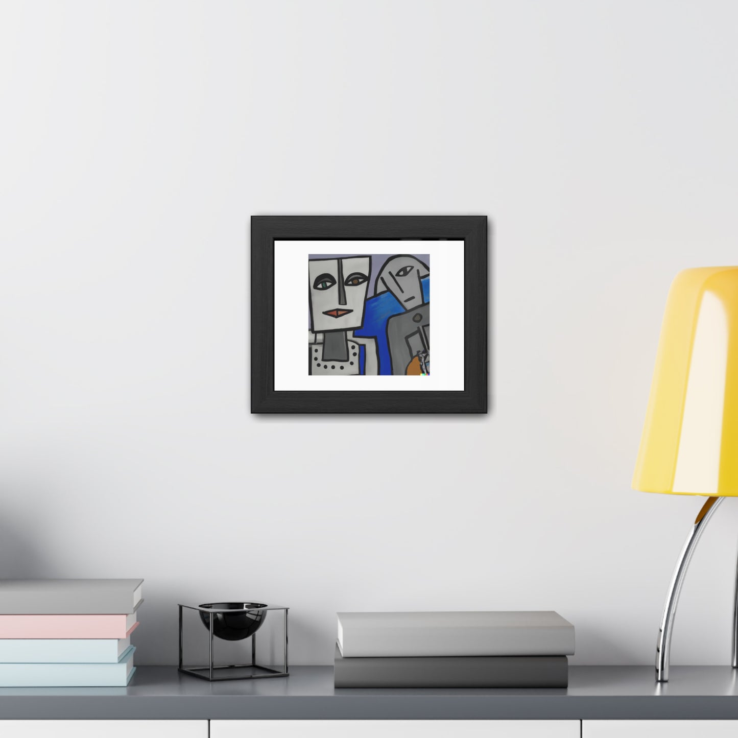 Robot And Human Digital Art 'Designed by AI' Wooden Framed Print