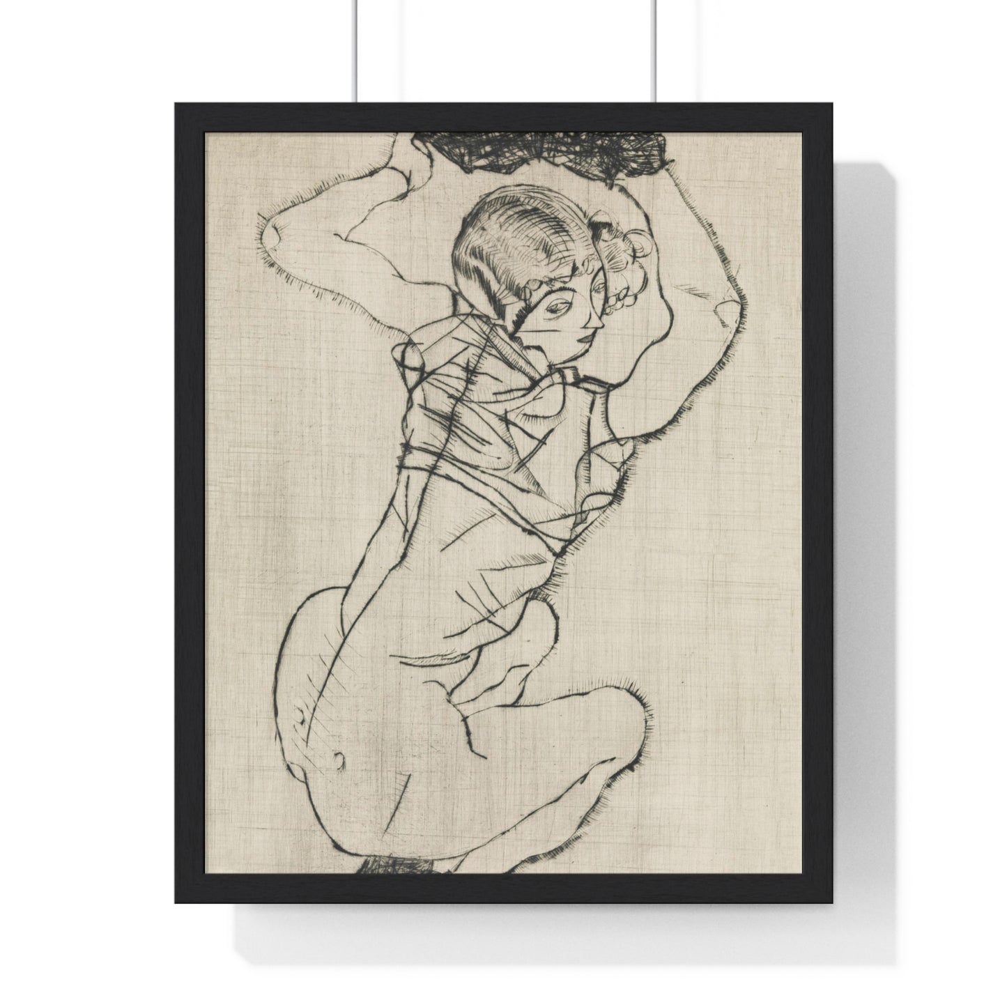 Squatting Woman (1914) by Egon Schiele from the Original, Framed Art Print