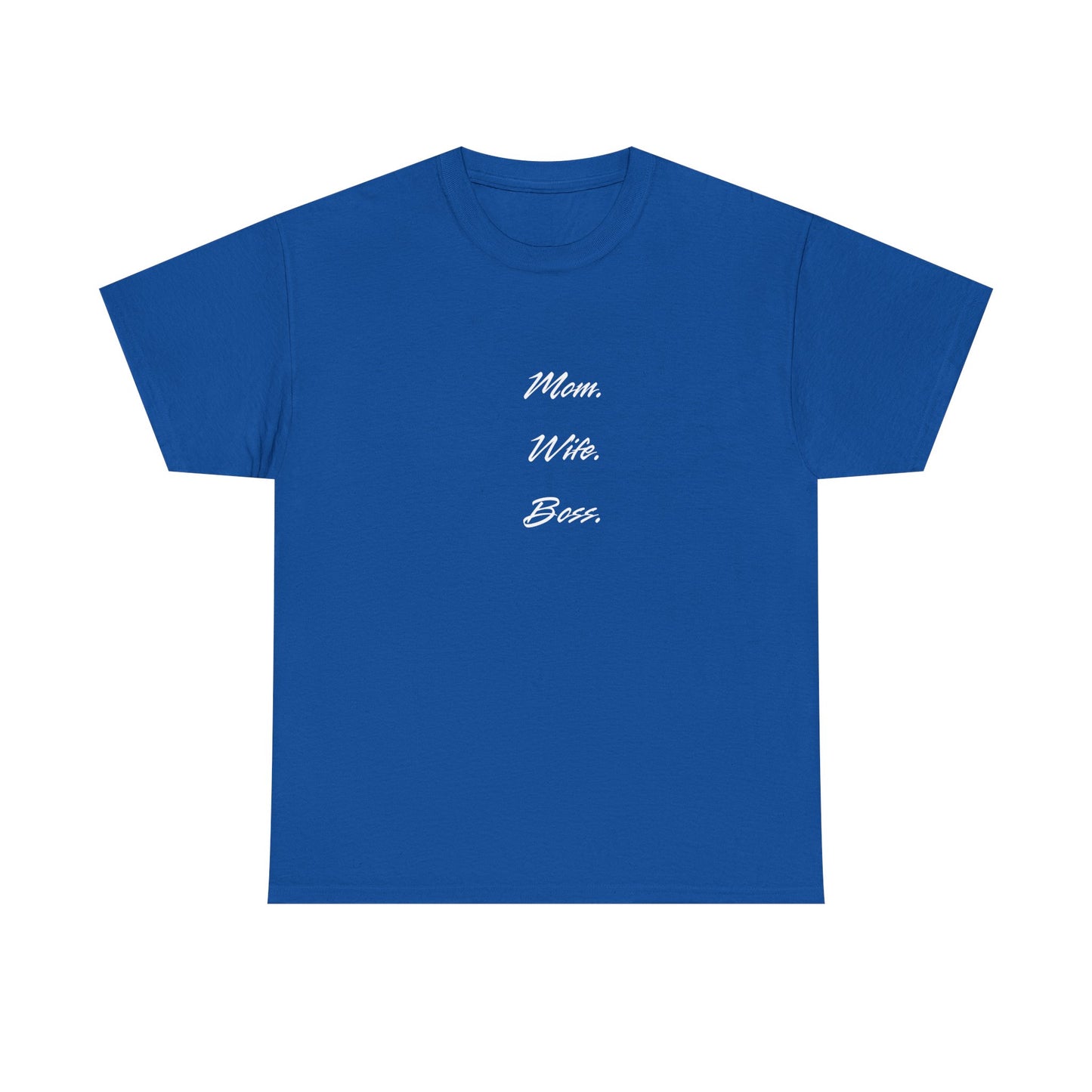 'Mom, Wife, Boss' Heavy Cotton T-Shirt Funny Mom Workout Mom Boss New Mum New Boss