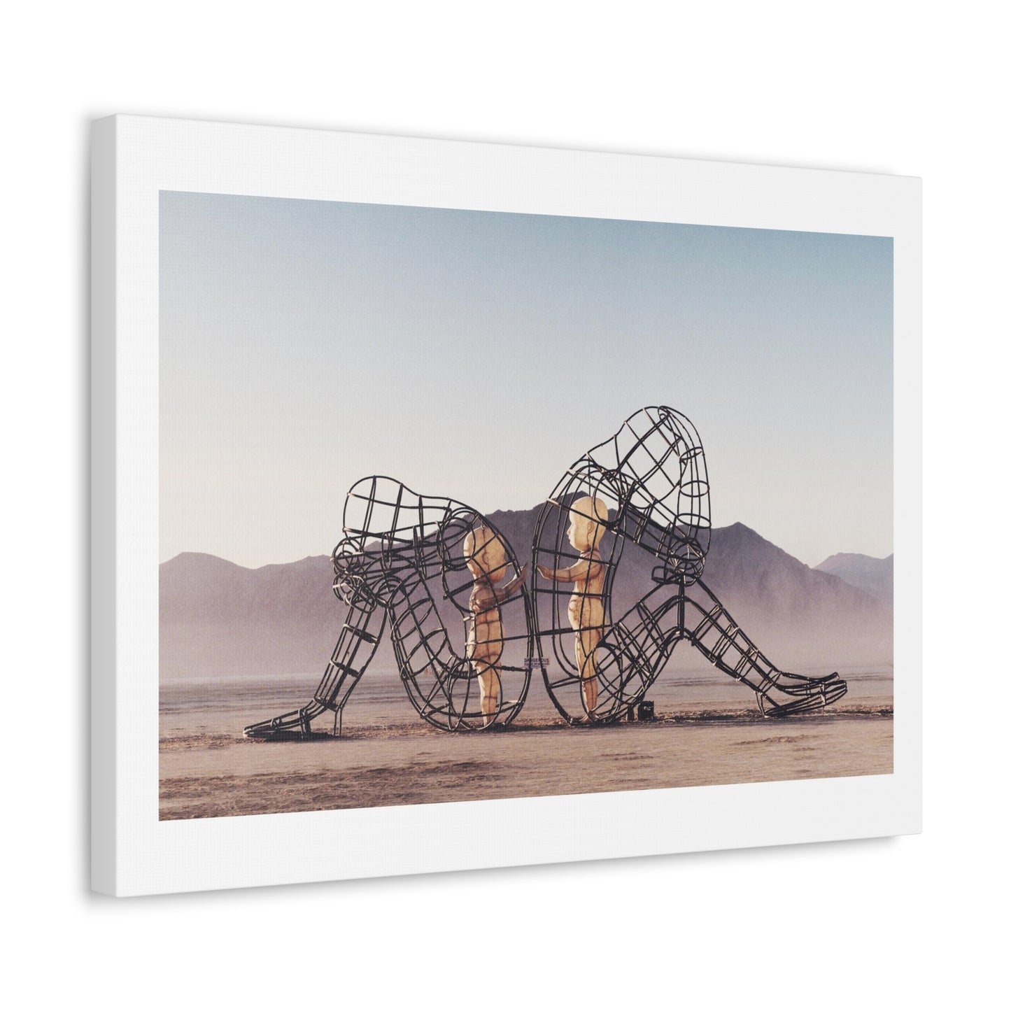 Architecture of Two Persons Turning their Backs to One Another at Burning Man, Art Print on Satin Canvas