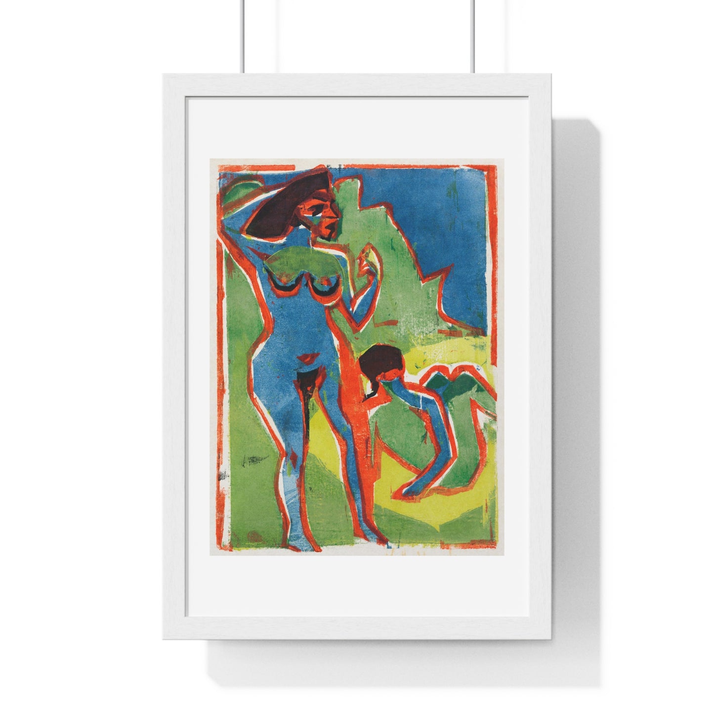 Bathing Women - Moritzburg (1910) by Ernst Ludwig Kirchner from the Original, Framed Art Print