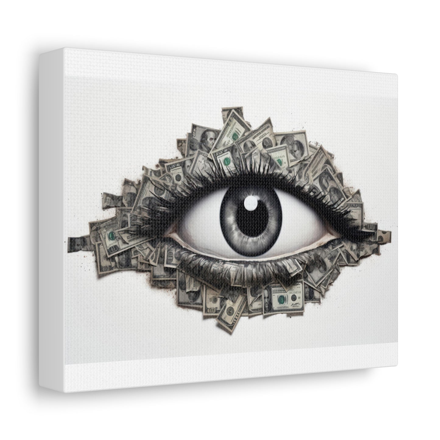 Esoteric Drawing, Money Dollar Currency Art Print 'Designed by AI' on Satin Canvas