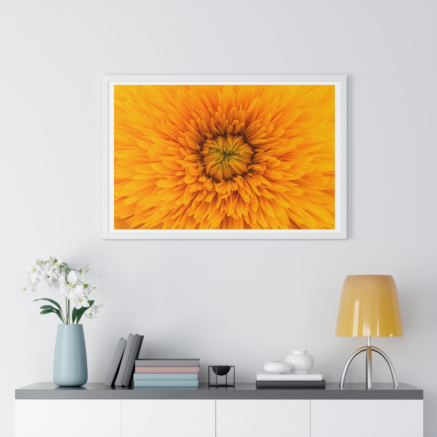 Vibrant Yellow Flower Relaxing Large Wall Art, Framed Print