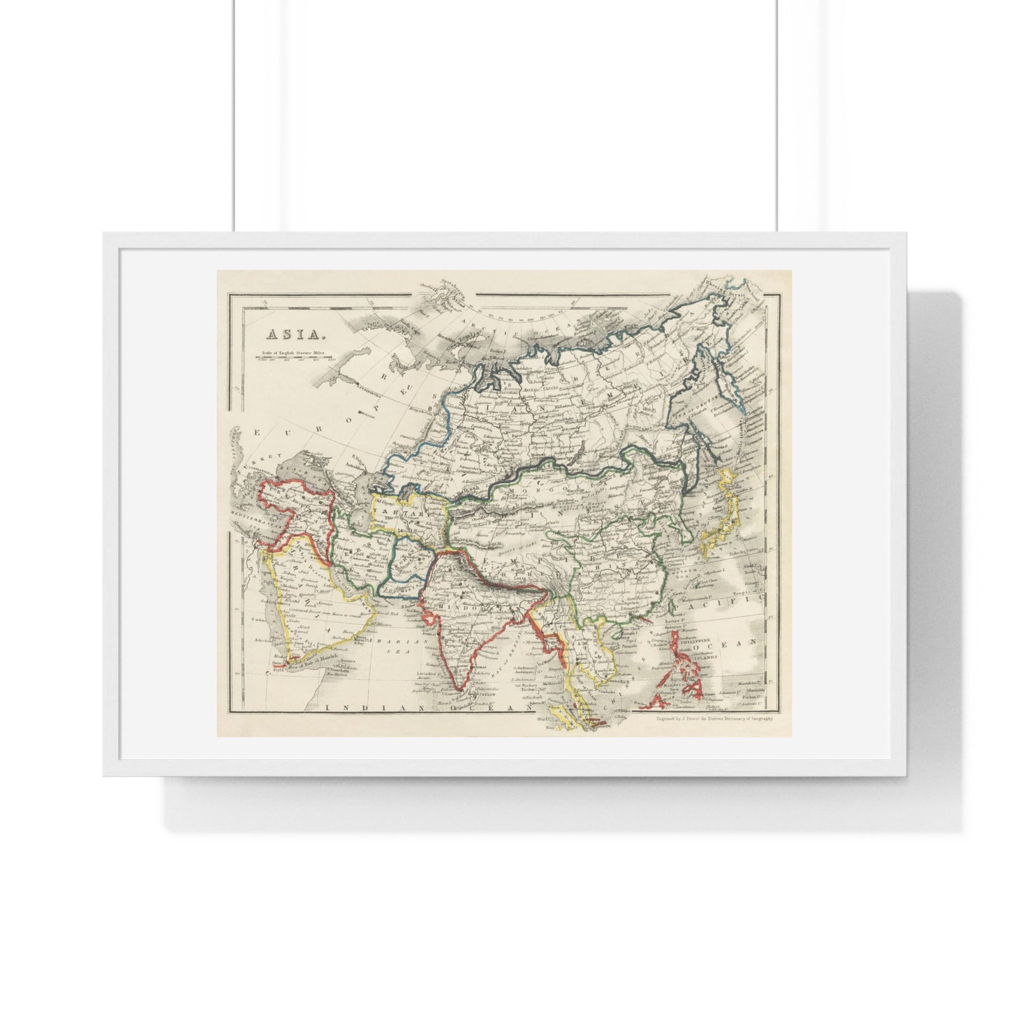 Antique Map of Asia from 'Beeton's Dictionary of Geography' (1868) by Samuel Orchart Beeton, from the Original, Framed Print