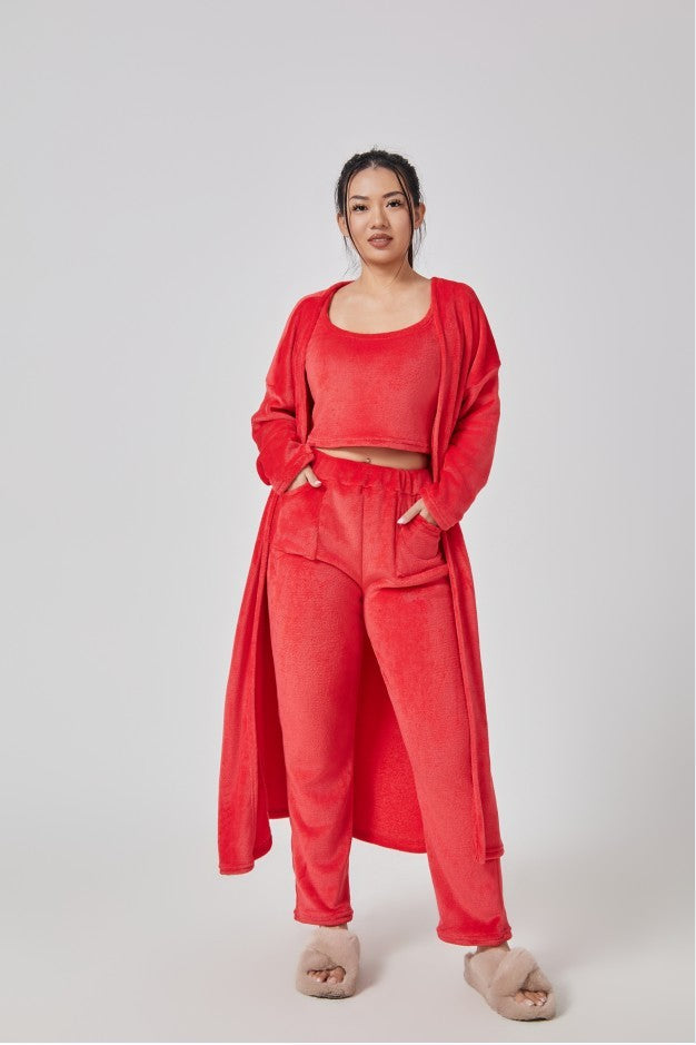 Women's Cozy Pyjama Set, Three-Piece Lounge Set