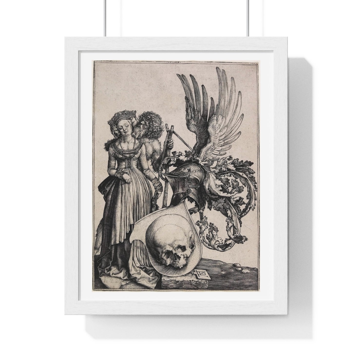 Coat of Arms with a Skull (1503) by Albrecht Dürer from the Original, Framed Art Print