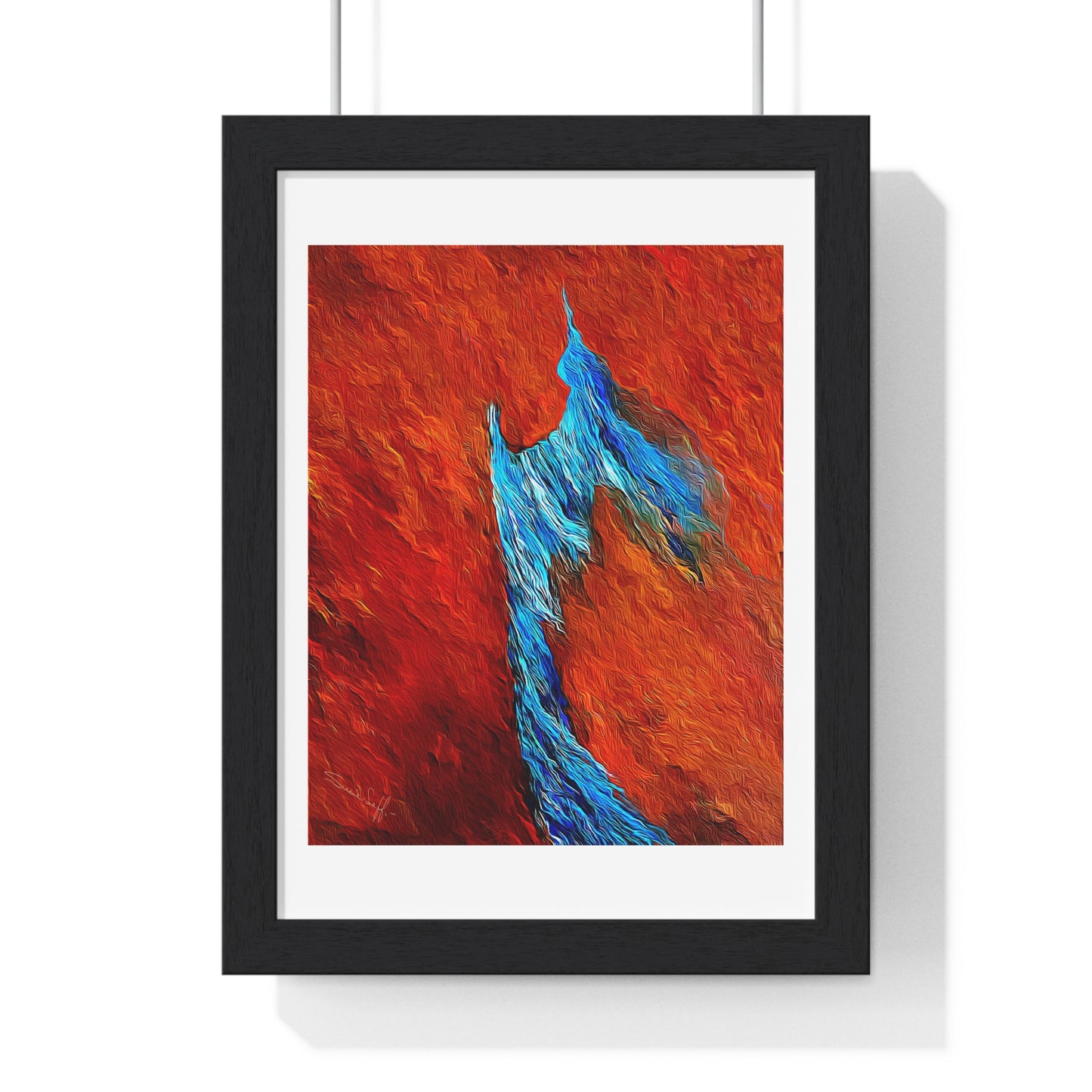 Flame and Flow, Abstract Art 'Designed by AI', Framed Print